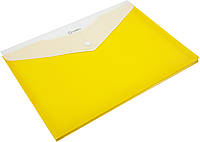 Папка-конверт "Optima" №O31315-05 A4 на кнопці жовта,розш.(6)(120)