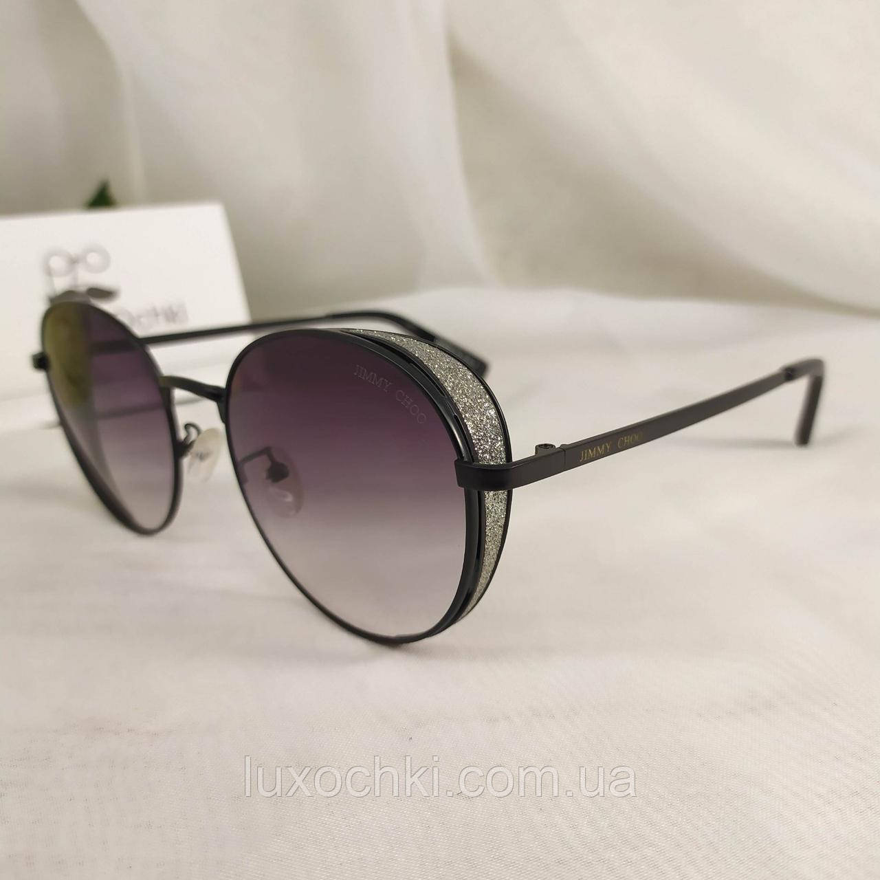 Модные солнцезащитные очки округлой формы с глиттером(блестками) Jimmy Choo