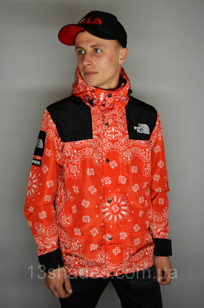 Куртка чоловіча Supreme x The North Face bandana red, фото 1
