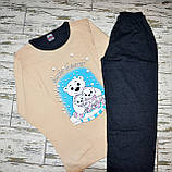 Розмір S (42-44). Бавовняна піжама-двійка, бежева із сірим, жіночий домашній костюм Туреччина, фото 7