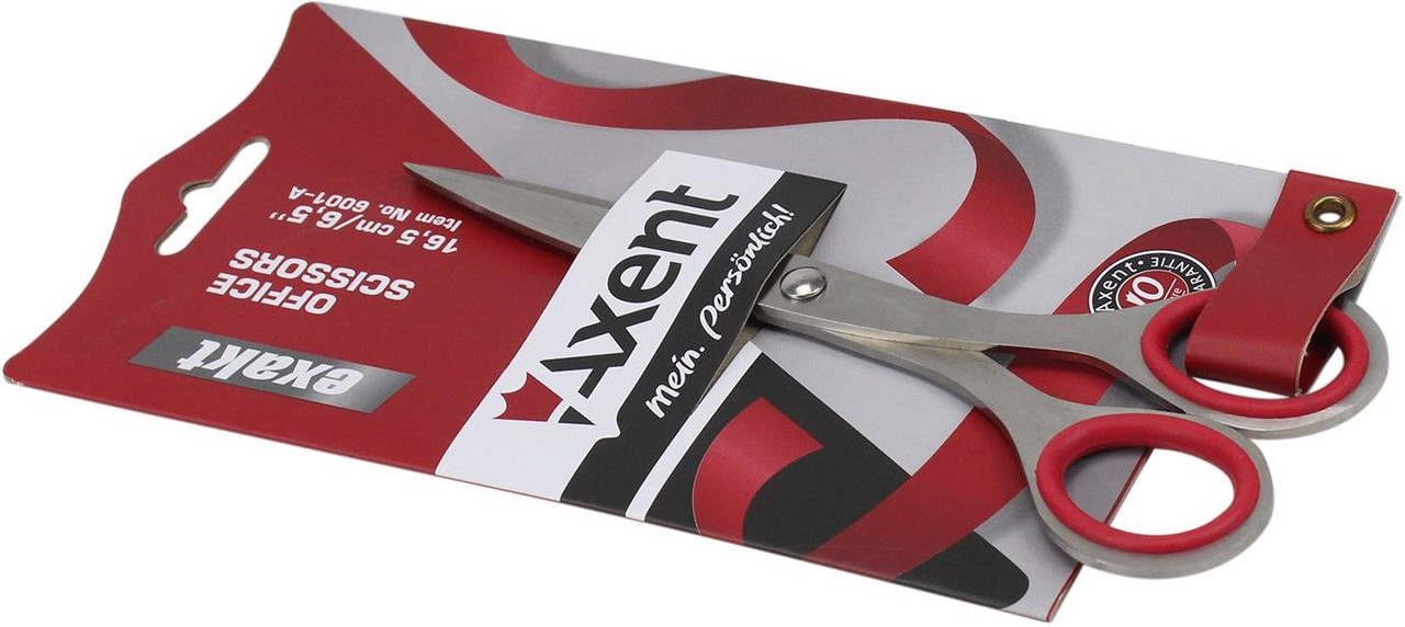 Ножиці офісн. "Axent" №6001 16,5см Exakt метал. червоні(10)
