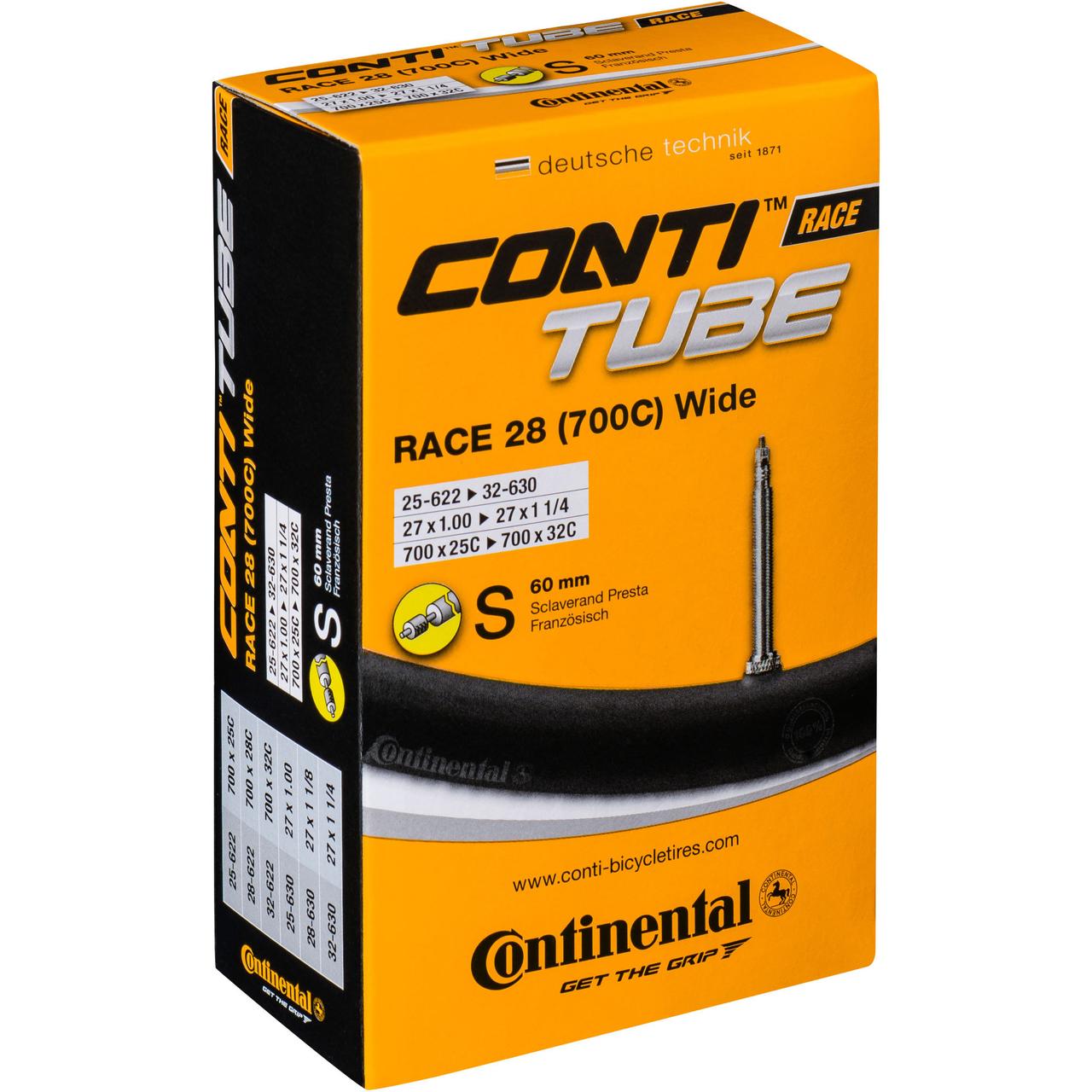 Камера Continental Race Tube Wide 28" S60 RE, 25-622 — 32-630, 125 г (AS)