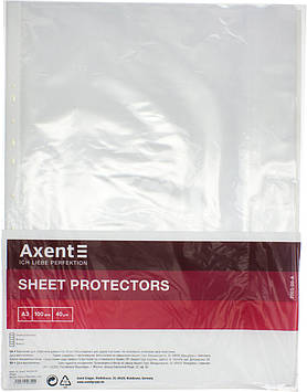 Файл А3 "Axent" №2003-00 40мкм вертик.,глянц.(100шт/пач.)(15пач./ящ.)