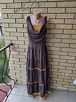 Платье, сарафан, костюм( платье с болеро) коттоновый длинный, в пол, есть большие размеры WHOLE FORKS, Турция M, темно-коричневый