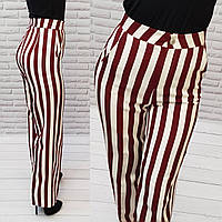 Стильні штани в смужку із завищеною талією, арт 188, червона з білим смужка