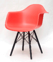 Кресло Leon - BK красный 05 пластик на черных деревянных ножках, скандинавский стиль Eames DAW