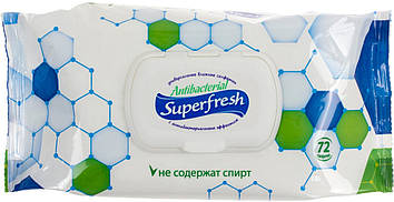 Серветки вологі Super Fresh Антибактеріальні 72шт з клапаном №0510(12)