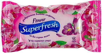 Серветки вологі Super Fresh Flower 15шт №3490(120)