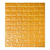 Самоклеющиеся обои Декоративная 3D панель ПВХ 1 шт, светло-коричневый (золотой) кирпич (7мм)
