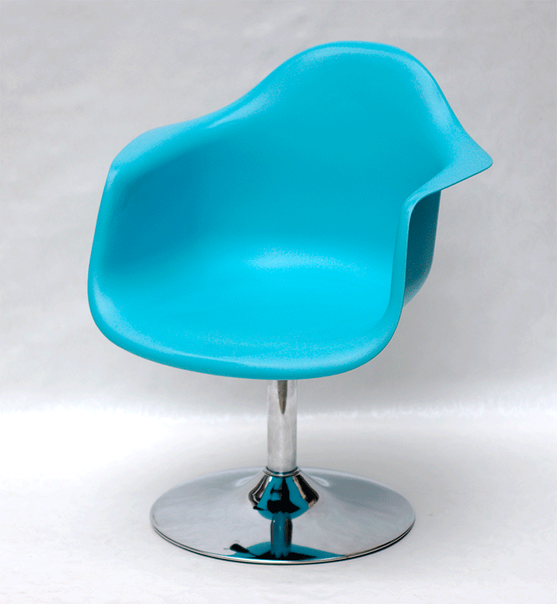 Крісло Leon CH-Base блакитний 52, на хромованій опорі-бліні, дизайн Charles Eames, фото 1