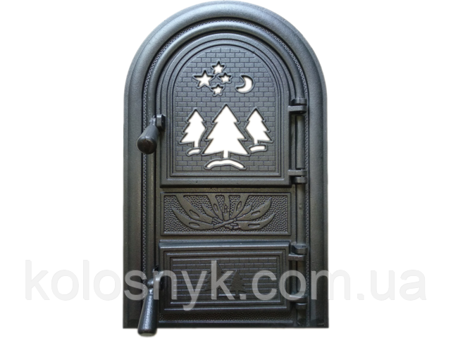 Дверцята пічні зі склом Ліс. Дверцята для печі та барбекю (560х345мм)