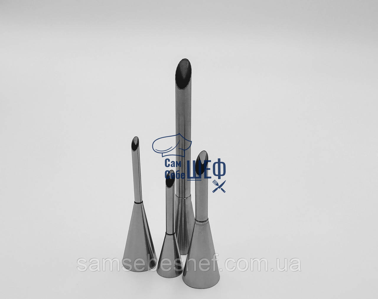 Набір кондитерських насадок для еклерів 4 штуки 1 / 0.8 / 0.6 / 0.5 см, фото 1