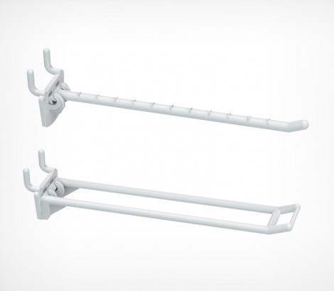 Гачок подвійний перфорований пластиковий 200 мм білий