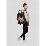 Великий стильний жіночий рюкзак-сумка темно-коричневий екошкіра міський, для поїздок та подорожей, фото 2
