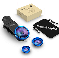 Набір об'єктивів для телефону, смартфона 3в1 макро лінза, риб'яче око, ширококутна S3N