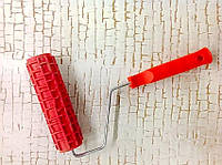 Валик з ручкою структурний гумовий малюнок клітинки шкіра крокодила змії 60х180мм для фарби шпаклівки штукатурки