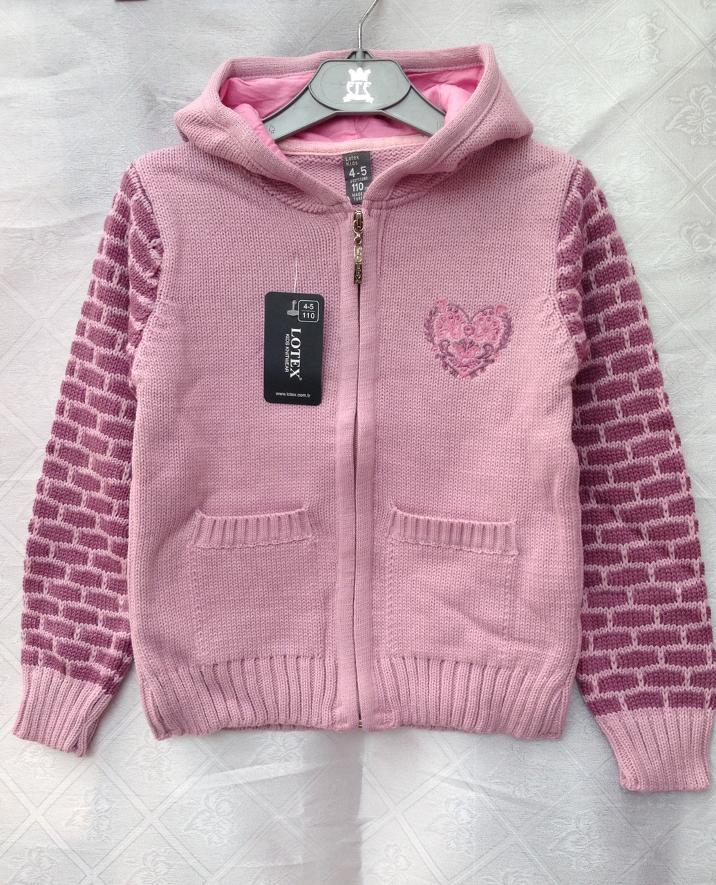 Кофта в'язана для дівчинки 1-2 роки з капюшоном Стої, фото 1
