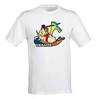 Футболка Push IT з принтом із мультфільму "Як козаки..." L, Білий