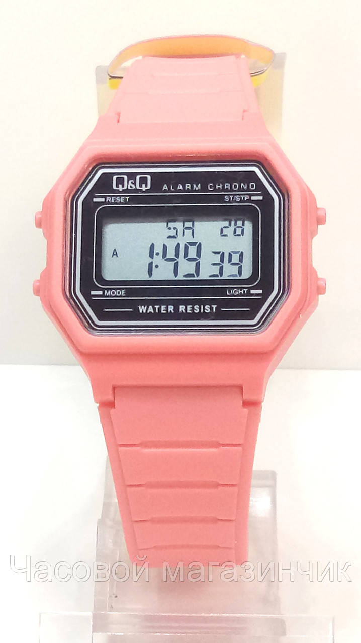 Зовнішній електронний жіночий годинник вологонепроникний Q&Q M173J020Y рожевий