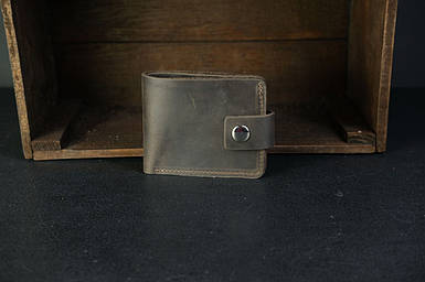 Класичне шкіряне портмоне на 6 карт із застібкою, натуральна Вінтажна шкіра, колір Шоколад