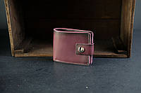 Классическое кожаное портмоне на 6 карт с застежкой, натуральная кожа итальянский Краст, цвет Бордо