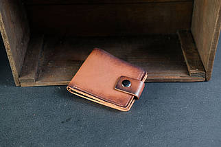 Класичне шкіряне портмоне на 6 карт із застібкою, натуральна шкіра італійський Краст, колір Коричневий, фото 2