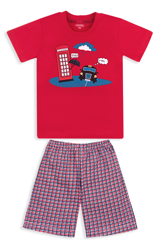 Дитяча літня піжама для хлопчика GABBI PGM-20-2 футболка + шорти червона 98 (12151)