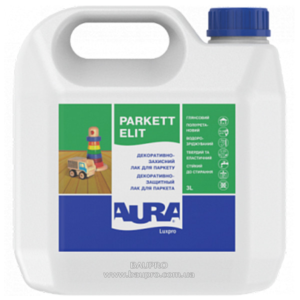 Лак AURA Luxpro Parkett Elit паркетний поліуретановий водний (глянцевий), 3 л