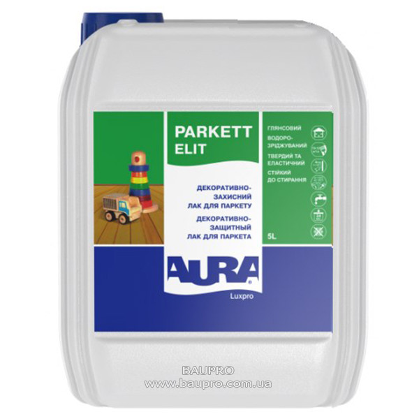 Лак AURA Luxpro Parkett Elit паркетний поліуретановий водний (глянцевий), 5 л
