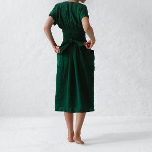 Темное зеленое льняное платье. Цвета в ассортименте. - фото 4 - id-p1151759071