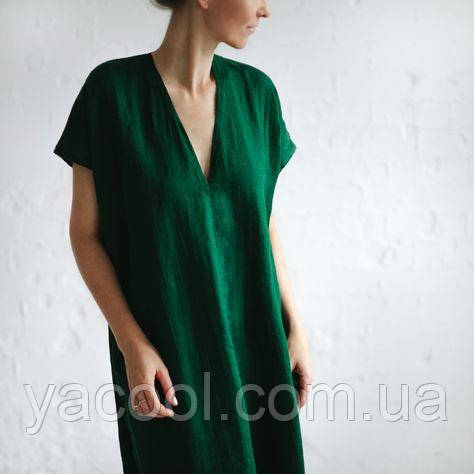 Темное зеленое льняное платье. Цвета в ассортименте. - фото 5 - id-p1151759071