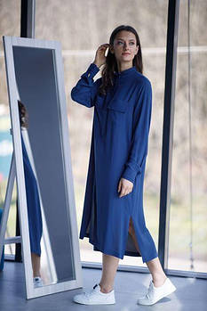 Модне плаття-сорочка синього кольору ТМ "Парада" розмір 44.50.52,54