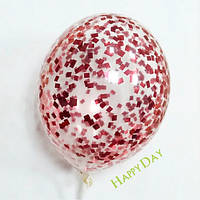 Гелієва куля 12" 33см конфетті червоні квадратики
