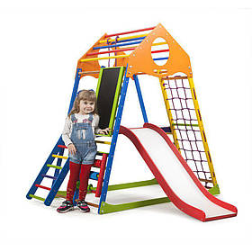 Дитячий спортивний дерев'яний куточок «KindWood Color Plus 3»ТМ Sportbaby, розміри 1.5х0.85х1.32м