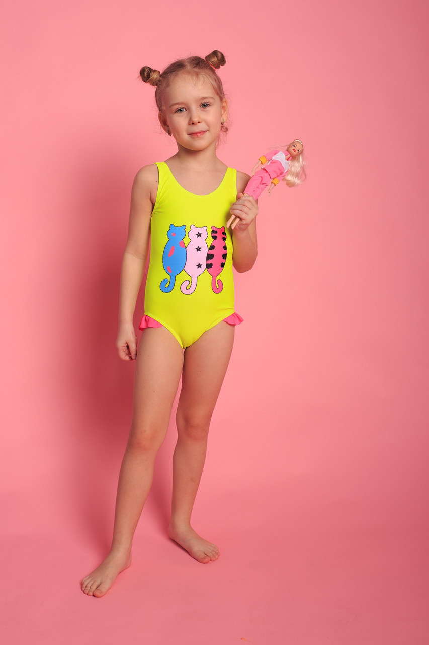 Оптом дитячий злитий купальник для дівчаток (арт. 11-4078) 28р-36р.