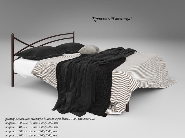Металлическая двуспальная кровать Гвоздика от Tenero с размерами.jpg