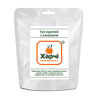 Харчи ТМ Куриный суп с лапшой - лапша, картофельные хлопья, курица, укроп, зеленый лук; соль.