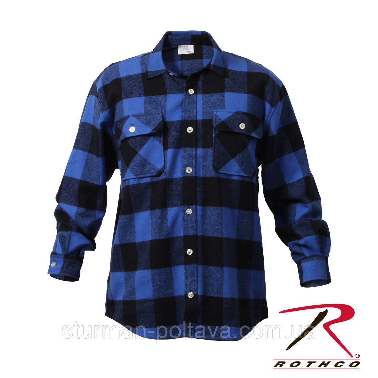 Сорочка чоловіча зимова фланелева Extra Heavyweight Buffalo Plaid Flanne Буффало синя Rotcho