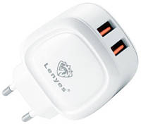 Зарядное устройство Lenyes LCH019 2 USB 2.4A + кабель Type C - White