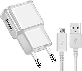 Швидка Зарядка SAMSUNG 2A + microUSB кабель White