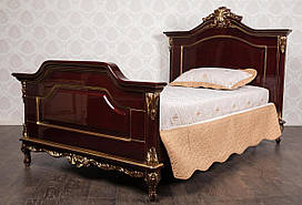 Односпальне ліжко з дерева на замовлення, дерев'яне ліжко, ліжко в класичному стилі, ліжко 1 місце