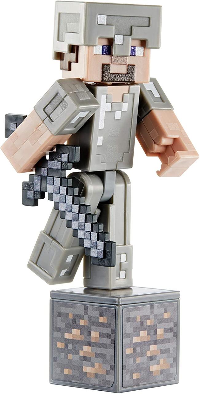 Фигурка Стив в броне с блоком и мечом Майнкрафт Minecraft Comic Maker Steve Enderman Mattel - фото 4 - id-p1151938393