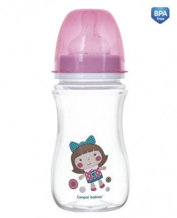 Пляшечка антиколікова з широким горлечком Easystart - Toys 240 мл рожева Canpol 35/221