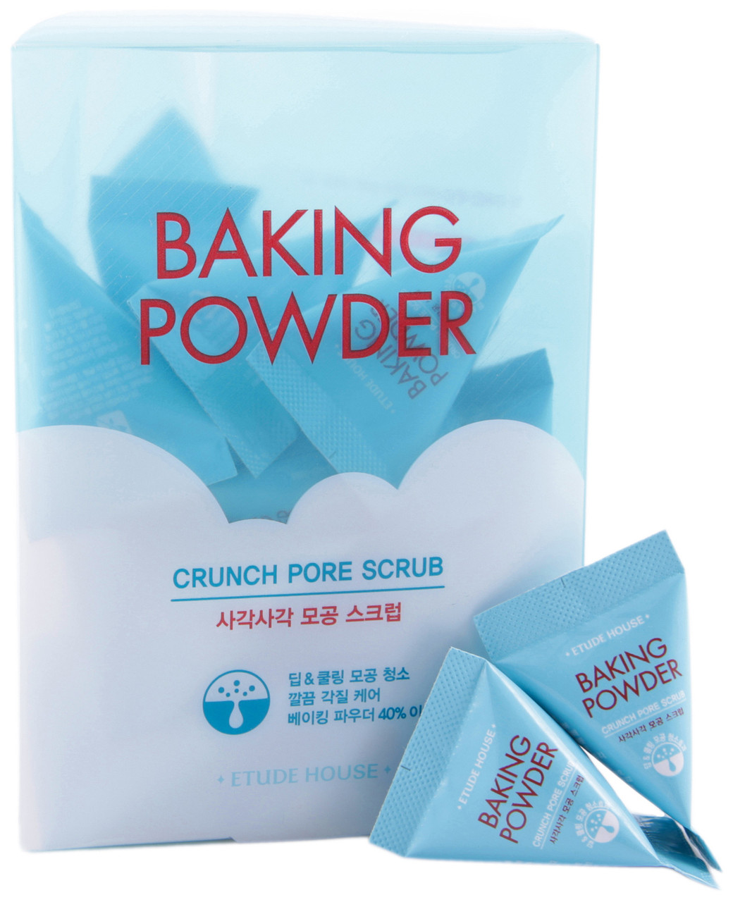 Скраб для обличчя із содою в трикутнику поштучно Etude House Crunch Pore Scrub Baking powder 7 г x 24 шт.
