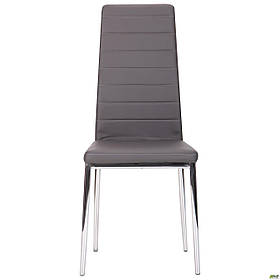 Стілець кухонний AMF Сицилія обідній хромований сидіння м'яке кожзам сірий