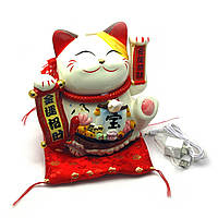 Кошка Манэки-нэко машущая лапой керамика (20х24х17 см) ( 28105)