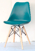 Стул Milan-B зеленый 02 пластиковый с мягким сиденьем на буковых деревянных ножках, скандинавский стиль