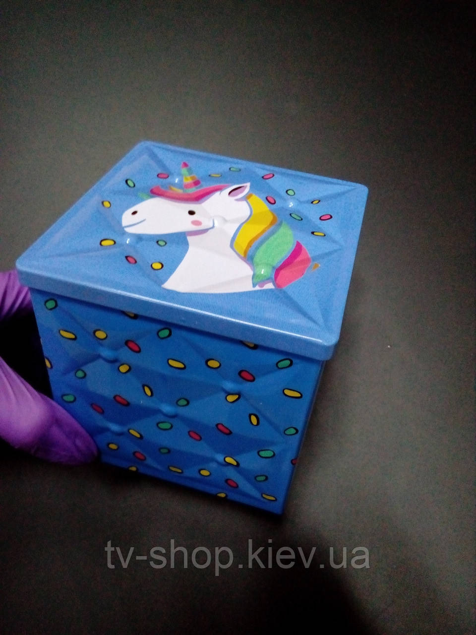 Банка жерстяна Єдиноріг, 9х9х9, фото 1