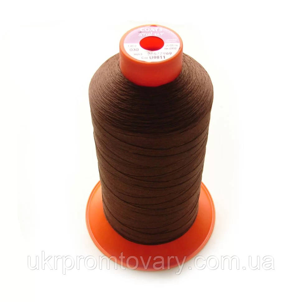 Нитки COATS GRAL wr 20 2000 м Коричневий (Великобританія) u8811 для шкіри, меблів, одягу, спорту