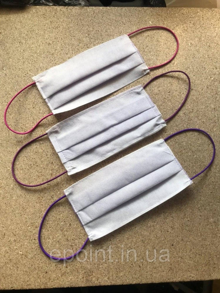 Захисна маска для обличчя, паперова 3-шарова, одноразова, білий колір, 25 шт., фото 1